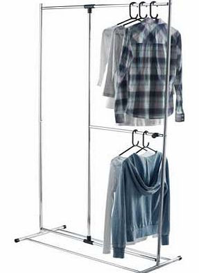 Adjustable Chrome Plated Clothes Rail - Silver
