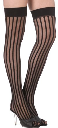 Adult Black Stockings with Stripe