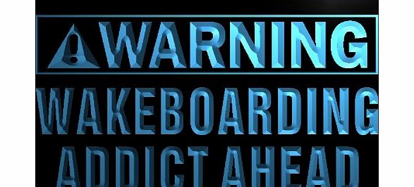 AdvPro Sign ADV PRO n086-b Warning Wakeboard Addicted Ahead Neon Light Sign