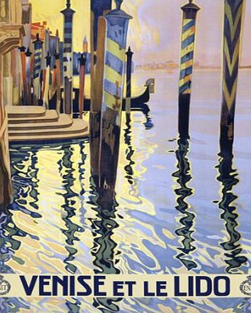 Affiche Prints T14 Vintage 1920s Italy Venise Le Lido Venice Italian Travel Poster Re-Print - A2  (610 x 432mm) 24`` x 17``