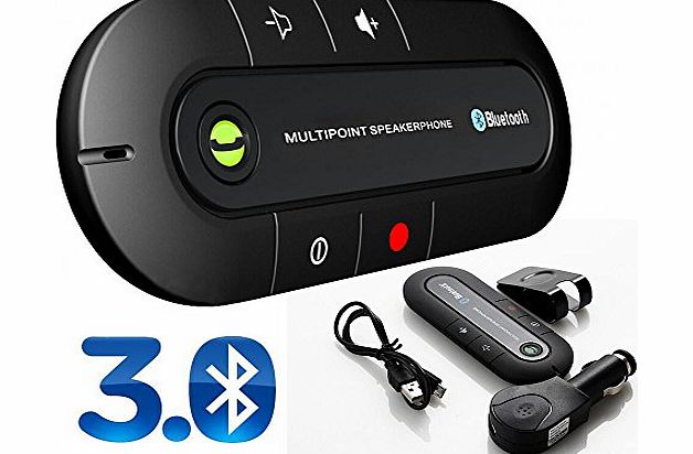 AGM Slim Magnetic Wireless Bluetooth V3.0 Handsfree Car Kit Speaker Phone Visor Clip - Black