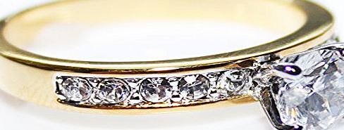 Ah! Jewellery BLOW OUT SALE! Beautiful Lab Created Flawless Diamond 6mm Brilliant Round Ring. Stunning Heavily Gold Electroplated. Excellent Quality.