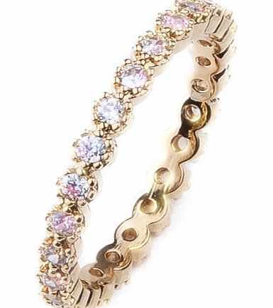 Fancy Fringed Edge Genuine Gold Filled 18K Brilliant Rounds Swarovski Crystal Ring. Outstanding Quality Full Eternity Band.Life Time Guarantee. Never Tarnish. Stamped.