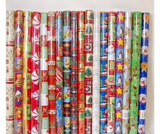 10 X 2M ROLLS CHRISTMAS XMAS WRAPPING PAPER ASSORTED DESIGNS ASOS SANTA BELL XMAS TREES STOCKING RUDOLPH TRADITIONAL