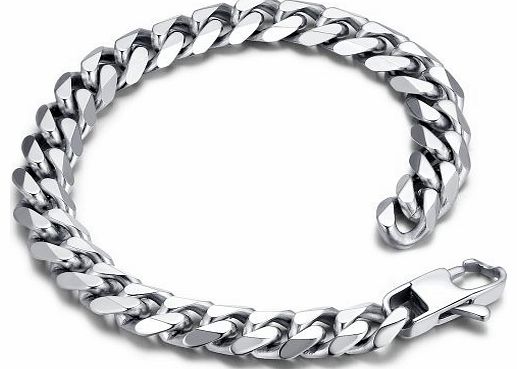 AI Stainless Steel Jewelry Stainless Steel Mens Polished Curb Chain Bracelet 9`` (Silver Color) G6024Y1
