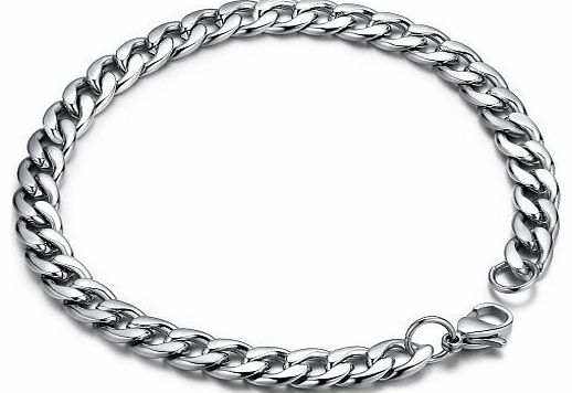 AI Stainless Steel Jewelry Stainless Steel Mens Polished Oval Link Chain Bracelet 8.8`` (Silver Color) G6026Y1