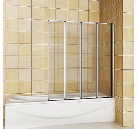 Aica bathrooms 900x1400mm 4 Folding Chrome Shower Bath Screen glass (FF90)