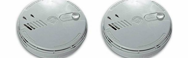 Aico Set of 2 x Aico EI141RC Ionisation Smoke Alarms Mains / 9V Battery Back Up with FREE LED Wind up Torch