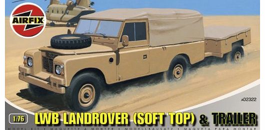 A02322 LWB Landrover (Soft Top) and GS Trailer 1:76 Scale Series 2 Plastic Model Kit