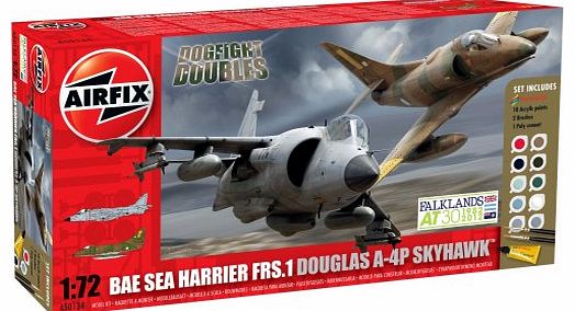 Airfix A50134 Dogfight Doubles Douglas A4-B and Harrier FRS1 1:72 Scale Plastic Model Gift Set
