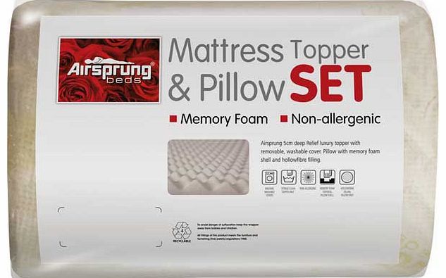 Memory Foam Topper & Pillow Set -