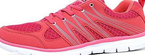 Airtech Ladies Running Trainers Air Tech Shock Absorbing Fitness Gym Sports Shoes (LADIES UK 6, Navy / Fuchsia)