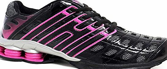 Airtech Ladies Running Trainers New Womens Shock Absorbing Fitness Gym Sports Shoes UK Size 3 - 8 (7 UK, Black Pink)