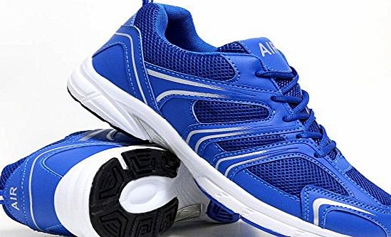 Airtech Mens Shock Absorbing Running Shoes Trainers Jogging Gym Walking Fitness Sports Trainer New Shoes (11 UK, Navy / Red)