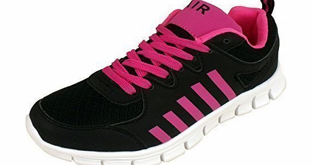Airtech Womens Shock Absorbing Running Shoes Trainers Blacj Pink Gym Fitness Trainer 6