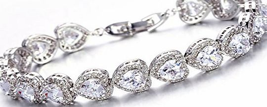 Aischalove Engagement Wedding Ideal Cut Heart Shape Simulated Diamond Eternity Bracelet for Brides