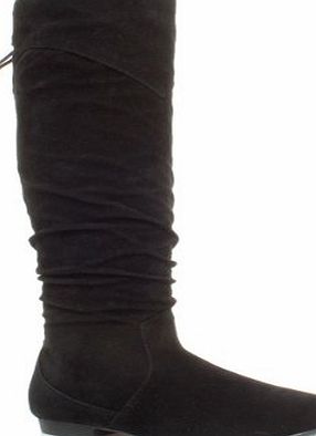 WOMENS LADIES CALF LACE UP BACK SLOUCH ZIP ROUND TOE BOOTS SIZE 8 41