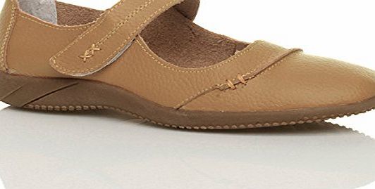 Ajvani WOMENS LADIES FLAT VELCRO STRAP COMFORT FULL LEATHER CASUAL WORK SHOES SIZE 6 39