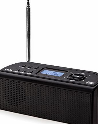 Akai A61016 DAB Digital Radio, Battery Operated - Black