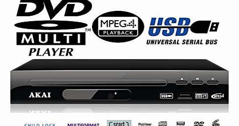 AKDV335B COMPACT DVD PLAYER MPEG4 WITH FRONT USB PAL/NTSC/ TV SYSTEM AND MULTI VOLTAGE INCLUDES UK CONVERTER P:LAYS VCD DISCS