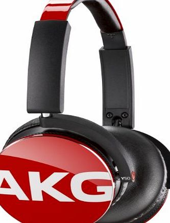 AKG Y50 Portable Foldable On-Ear Headphones Earphones with Detachable Cable and In-line Volume Remote/Microphone - Red