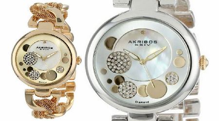 Akribos Womens Diamond and Mother of Pearl Watch