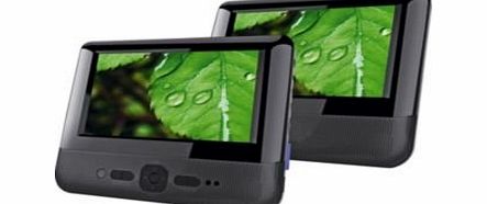 DVD8737BUK 7`` LCD Twin Dual Screen portable in car DVD Players - Black