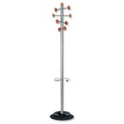 Timby Hat and Coat Stand Tubular Steel with Umbrella Holder and 8 Pegs H1750mm Ref PMSAT WM