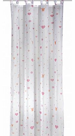 Nursery tab top curtain, Princess, white with golden crowns print 245 x 140 cm, 269008
