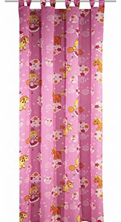 Albani Nursery tab top curtain, Unicorn, pink with princess and unicorn print, 245 x 135 cm, 269001