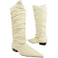 Albano Cream Pointy Ruched Boots