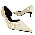 Albano Ivory Ruched Calfskin Side-dip Pump Shoes