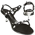 Black and Silver Beaded Strappy Sandal Shoes