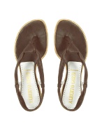 Alberto Gozzi Dark Brown Leather Thong Sandal Shoes