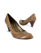 Alberto Gozzi Light Brown Rippled Front Genuine Leather Pump Shoes