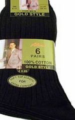 Alca 6 pairs black, cotton mens socks size 6-11