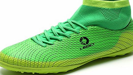 Aleader Unisex High Top Football Shoes Soccer Boots Green 4 UK