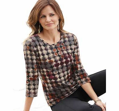 Alessa W. Three-Quarter Sleeve Retro Print Top