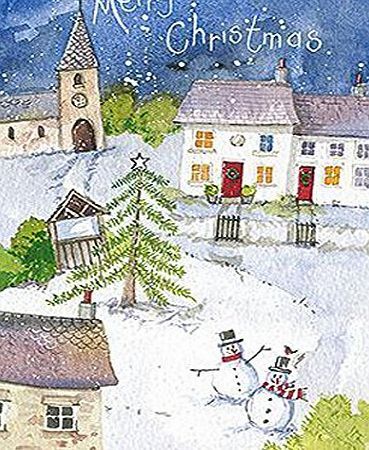 Alex Clark Charity Christmas Cards Village Green Snowmen Pack of 5   1 Free Alex Clark Card with every order