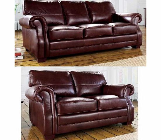 Alex Wine Real Leather Suite 3 2 Seater Sofas Couches.