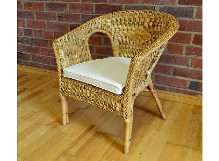 Alfresia Hand Woven Wicker Rattan Bedroom Chair Seat Honey Colour With Cushion