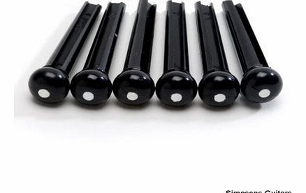 6 x BRIDGE PINS for ACOUSTIC GUITAR - black with white dot