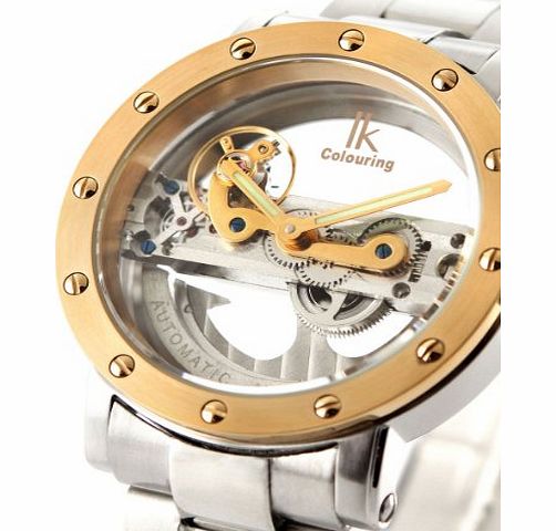 Alienwork IK Automatic Watch Self-winding Skeleton Mechanical Water Resistant 5ATM Stainless Steel silver 9839