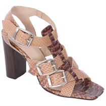 all saints Taupe Leather Buckle Detail Heels