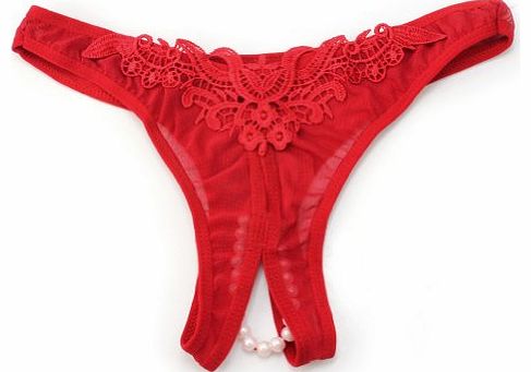 AllBueaty Attractive Sexy Chic Knickers Open Crotch Thongs Underwear V-string G-string Red