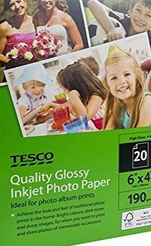Allcam 6 Pack: Quality Glossy Tesco Photo Paper 6x4`` (150x100 mm) 190 g/m2 for all Inket amp; Laser Printers (20 sheets/pack,120 sheets in total)