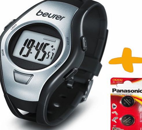 Allcam Beurer PM15 Strapless Heart Rate Monitor Sports Watch  2 Spare Batteries. (Two Sensors for accurate heart rate reading, Waterproof to 50 Metres, Time, Alarm, Stopwatch, Countdown Modes)