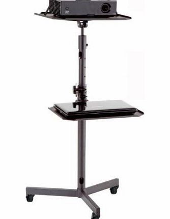 PFS066 Projector Trolley Floor Stand Height Adjustable w/ Removable Tray for Laptop, DVD Player, Blu-ray Players