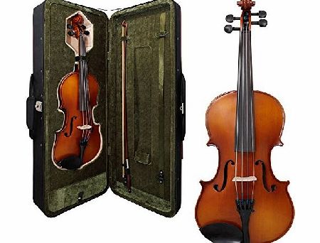 Allieri Full Size Intermediate Violin Outfit With Ebony Fittings. Includes Luxury Carry Case and Horsehair Bow - Semi-Antiqued Satin