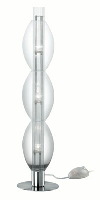 ALMA Light clear contemporary table lamp in a nickel-matt finish with clear glass shades